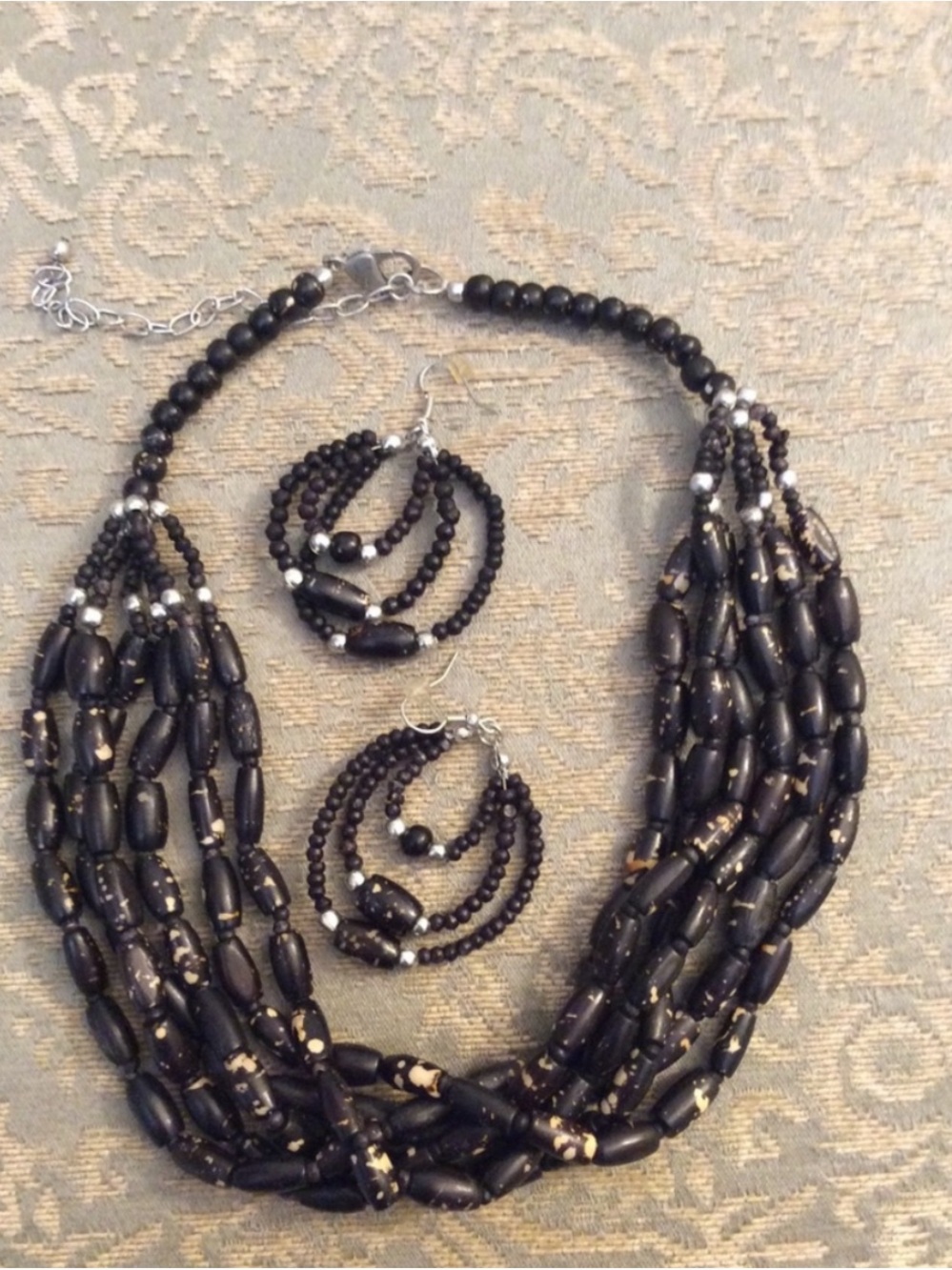 Handmade Multi Strand Beaded Ethnic-Inspired Necklace & Earrings Set